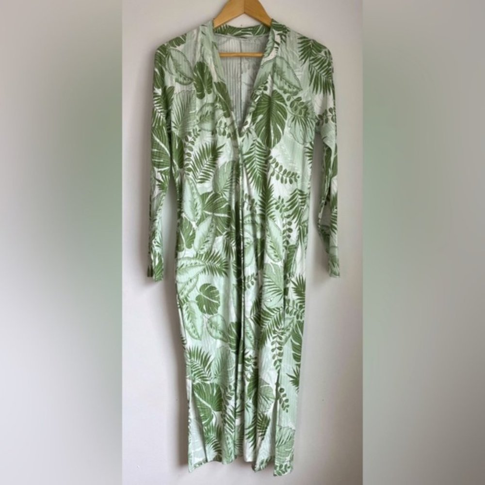 Cyrus Resort Jungle Leaves Long Sleeve Cardigan Dress size L